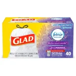 Glad 13 Gallon Tall Kitchen Trash Bags with Febreze Mediterranean Lavender OdorShield, Drawstring, 40-Count thumbnail 1