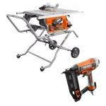 RIDGID 10 in. Pro Jobsite Table Saw with Stand and 16-Gauge 2-1/2 in. Straight Finish Nailer Combo Kit thumbnail 1