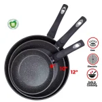 LavoHome Royal Marble 3-Piece Nonstick Forged Aluminum Frying Pan Set, Black thumbnail 1