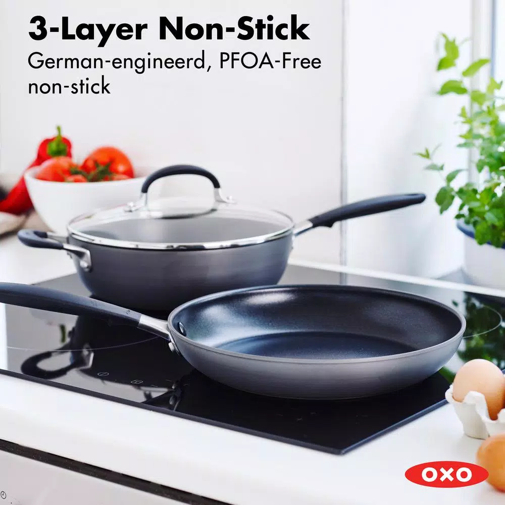 OXO Good Grips 10-Piece Hard-Anodized Aluminum Nonstick Cookware Set, Gray