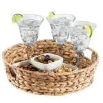 Artland Garden Terrace Hand Woven Water Hyacinth Round Serving Tray with Handles, 15 in. thumbnail 2
