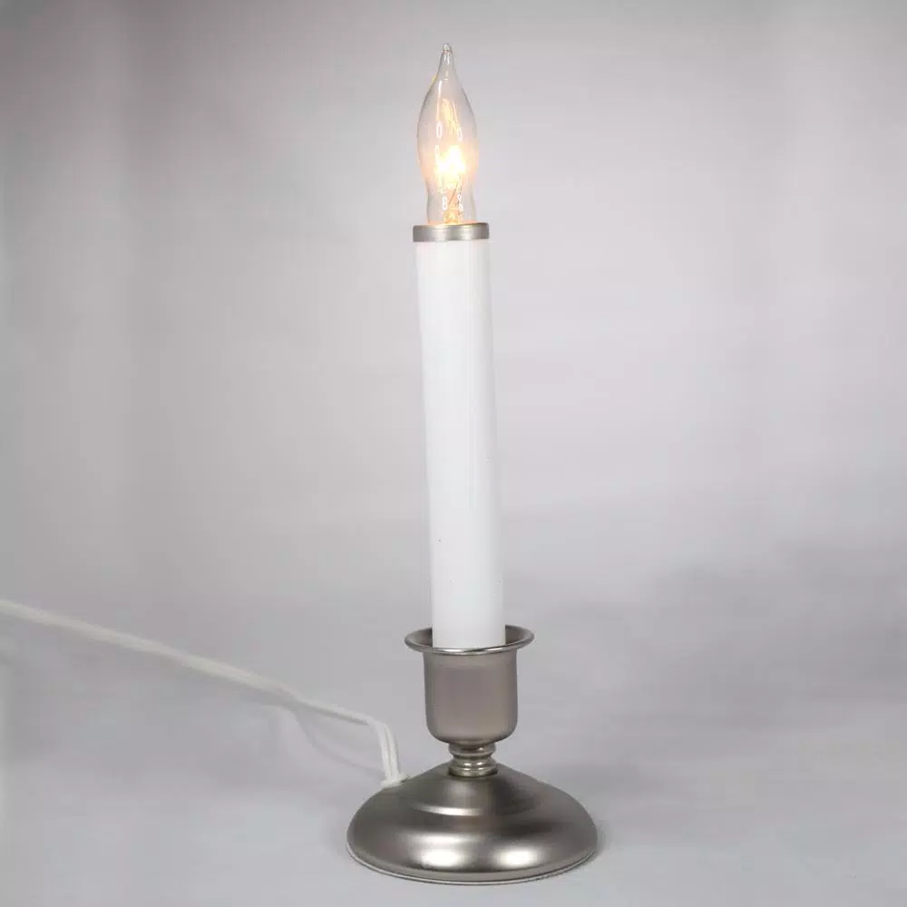 Unbranded 9 in. Electric Christmas Window Candles with Pewter Metal Base, Set of 4