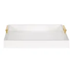 Kate and Laurel Lipton 16 in. White and Gold Decorative Wood Tray with Metal Handles thumbnail 2