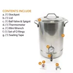 Gas One 32 Qt. Stainless Steel Brew Kettle Set with Tri-Ply Aluminum Bottom and Spigot thumbnail 4