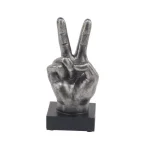 LITTON LANE Modern Reflections Hand Sign Polystone Sculpture Set, Silver Distressed Finish (Set of 3) thumbnail 7