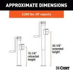 CURT Pipe-Mount Swivel Trailer Jack with Side Handle, 2,000 lbs. Capacity, 15 in. Travel thumbnail 6