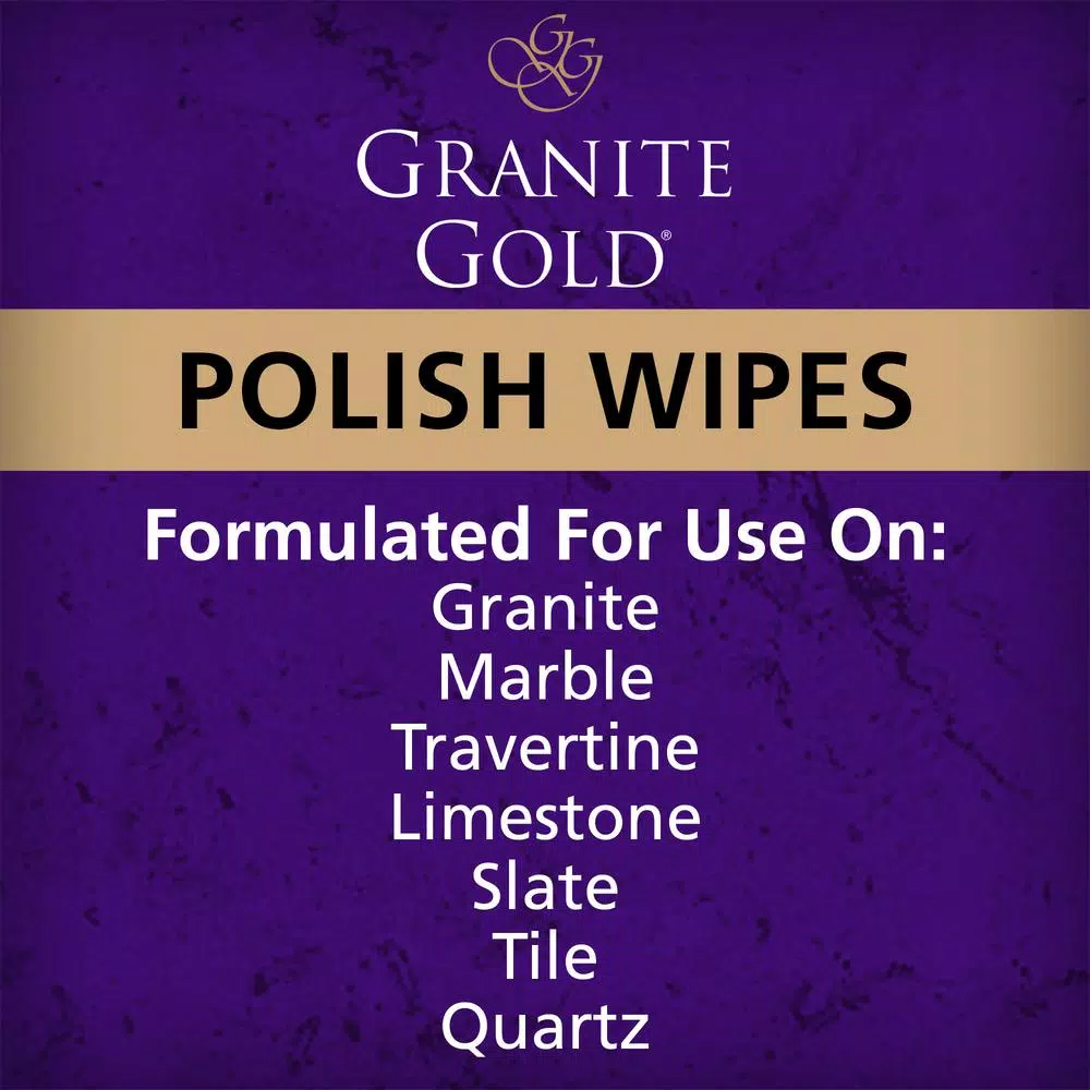 Granite Gold Polish Wipes for Natural Stone and Quartz Surfaces