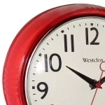 Westclox 9.5 in. Red Retro Wall Clock with Chrome Bezel and Quartz Movement thumbnail 3