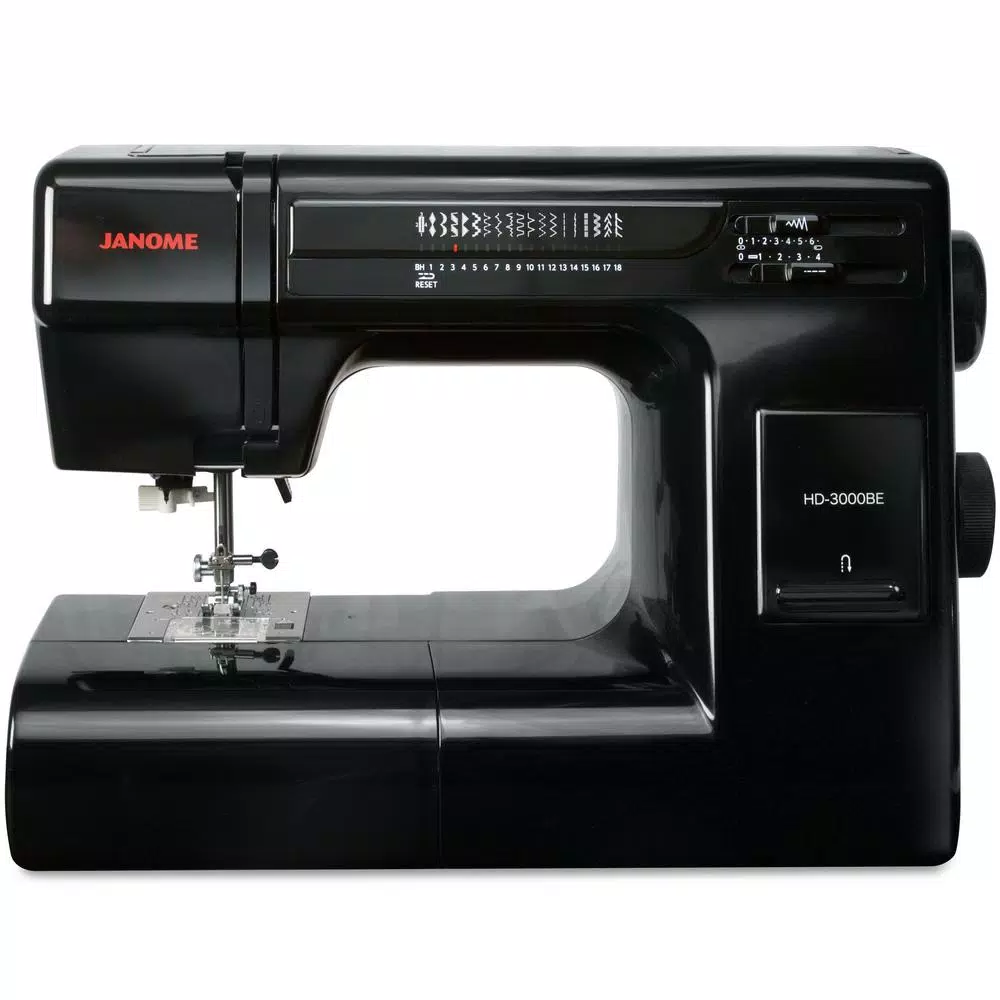 Janome HD3000BE Heavy Duty 18-Stitch Sewing Machine with Quilt Kit - Black Edition