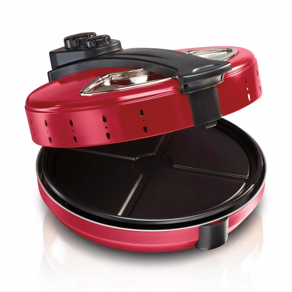 Hamilton Beach 12 in. Red Metal Pizza Maker, 1200W Countertop Specialty Grill