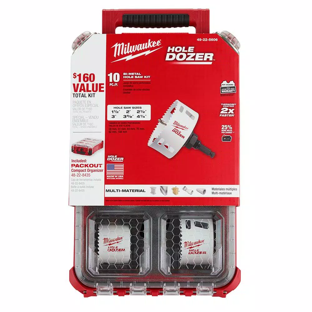 Milwaukee Hole Dozer & BIG HAWG Carbide Hole Saw and Driver Bit Set with PACKOUT Cases, 119-Piece