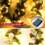 Costway 9 ft. Pre-Lit Artificial Pine Garland with 50 LED Lights, Pinecones, and Berries thumbnail 3