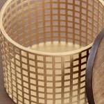 Home Decorators Collection Gold Metal Decorative Basket Set with Wood Lids, Set of 2 thumbnail 5