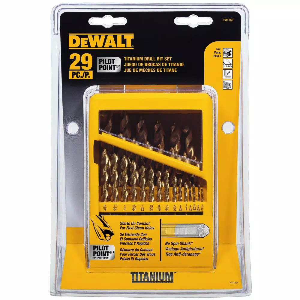 DEWALT 29-Piece Titanium Pilot Point Twist Drill Bit Set