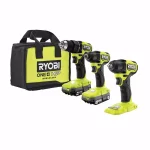 RYOBI ONE+ HP 18V Brushless Cordless Compact 3-Tool Combo Kit (Drill/Driver, Impact Driver, Impact Wrench) thumbnail 1