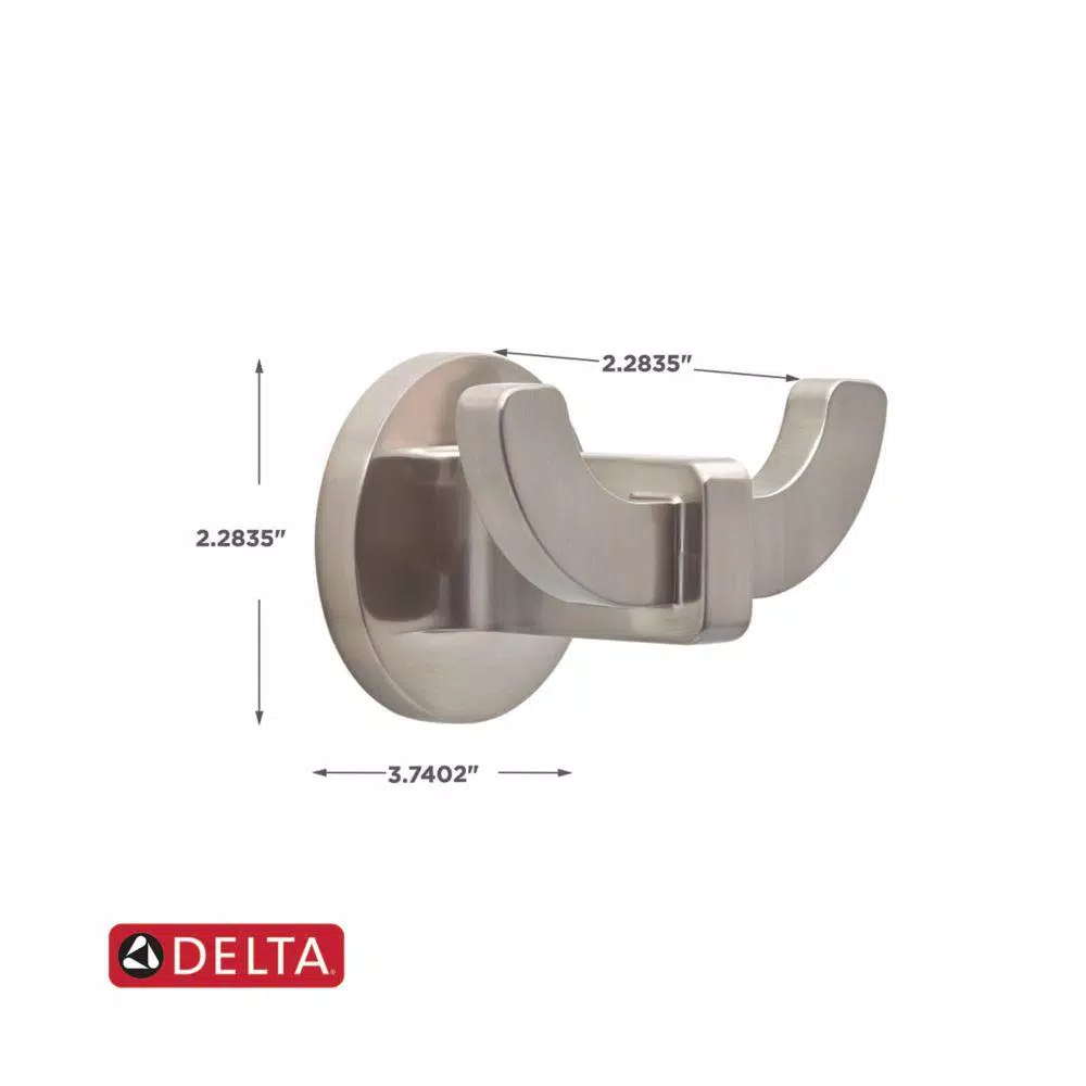Delta Mandolin Double Towel Hook, SpotShield Brushed Nickel