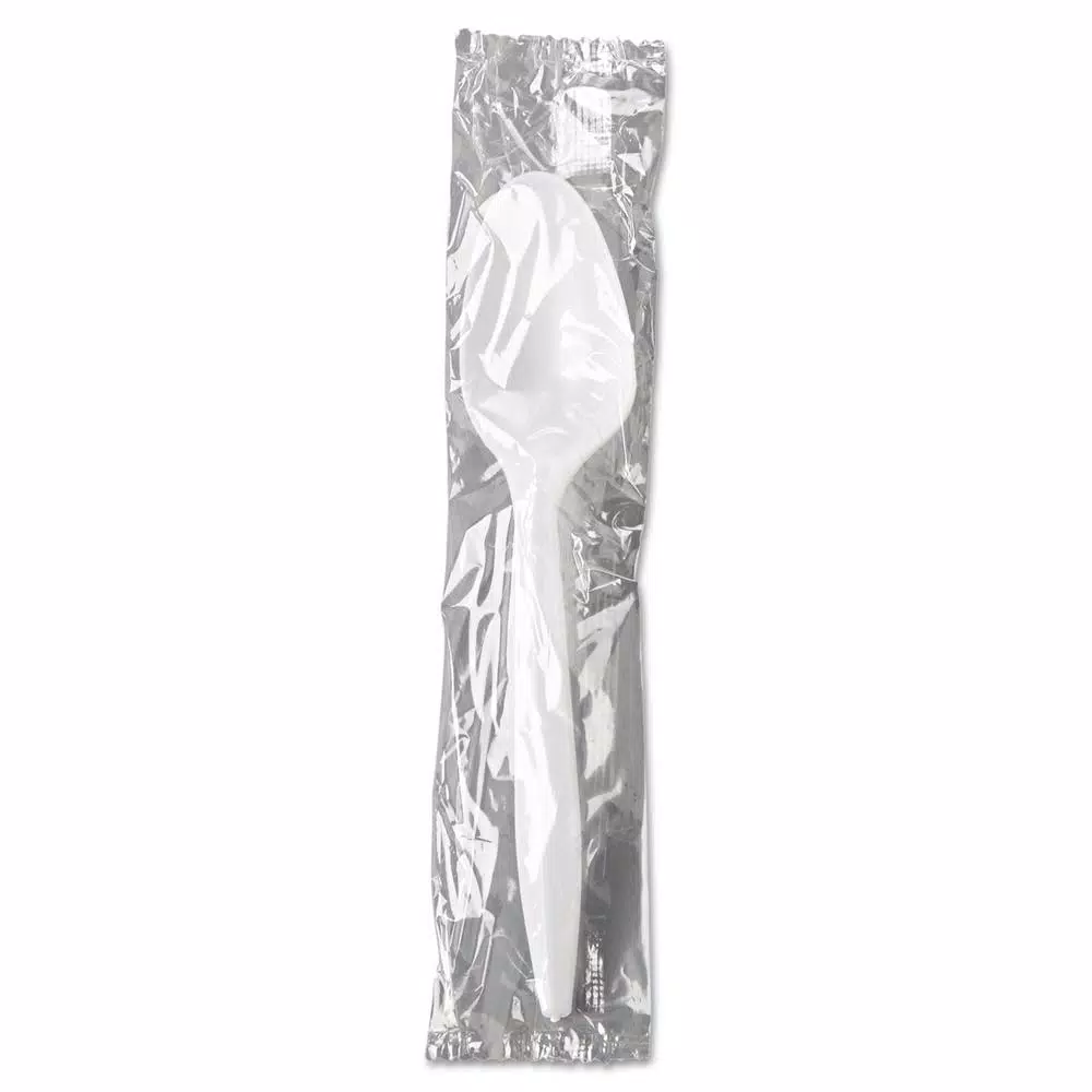 GEN White Plastic Wrapped Teaspoons, Mediumweight (1000 Count Case)