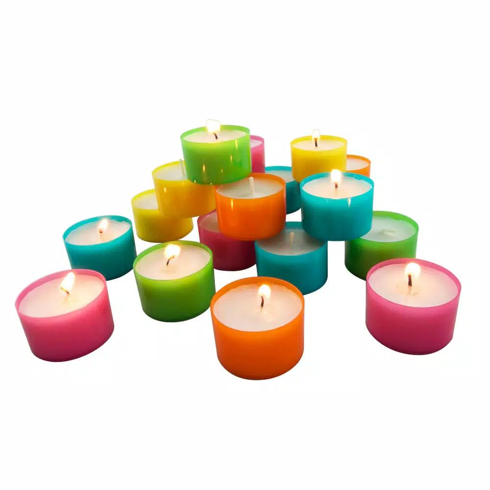 Stonebriar Collection Stonebriar Multicolor Tea Light Candles, Unscented Paraffin, 96-Pack