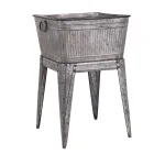 Benzara 32 in. Gray Galvanized Metal Multi-Functional Tub on Stand thumbnail 1
