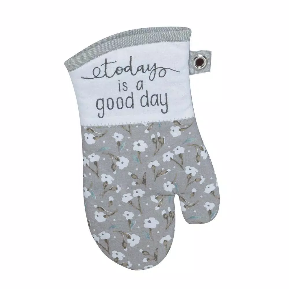 Kay Dee Lisa Audit Watercolor Floral Gray Cotton Kitchen Textile Set - 4 Piece Set