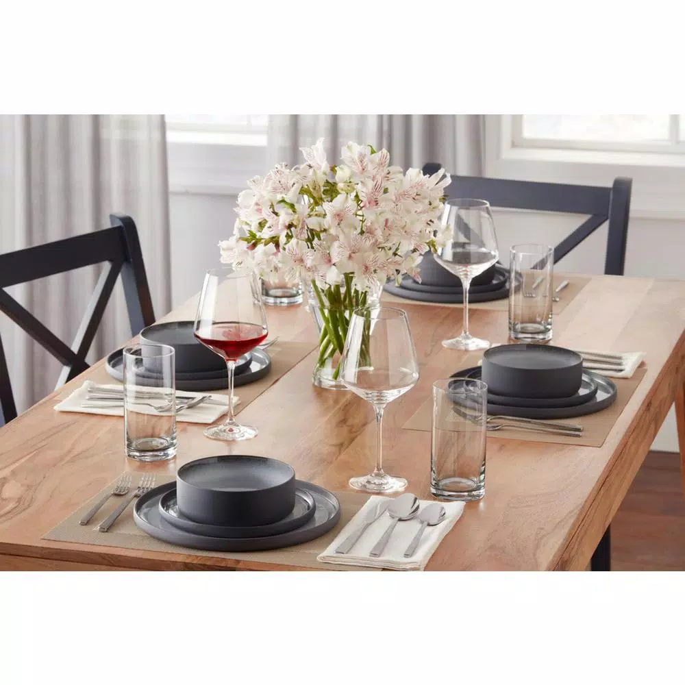 Home Decorators Collection Pierce 16-Piece Stoneware Dinnerware Set, Charcoal and Shadow Gray, Service for 4