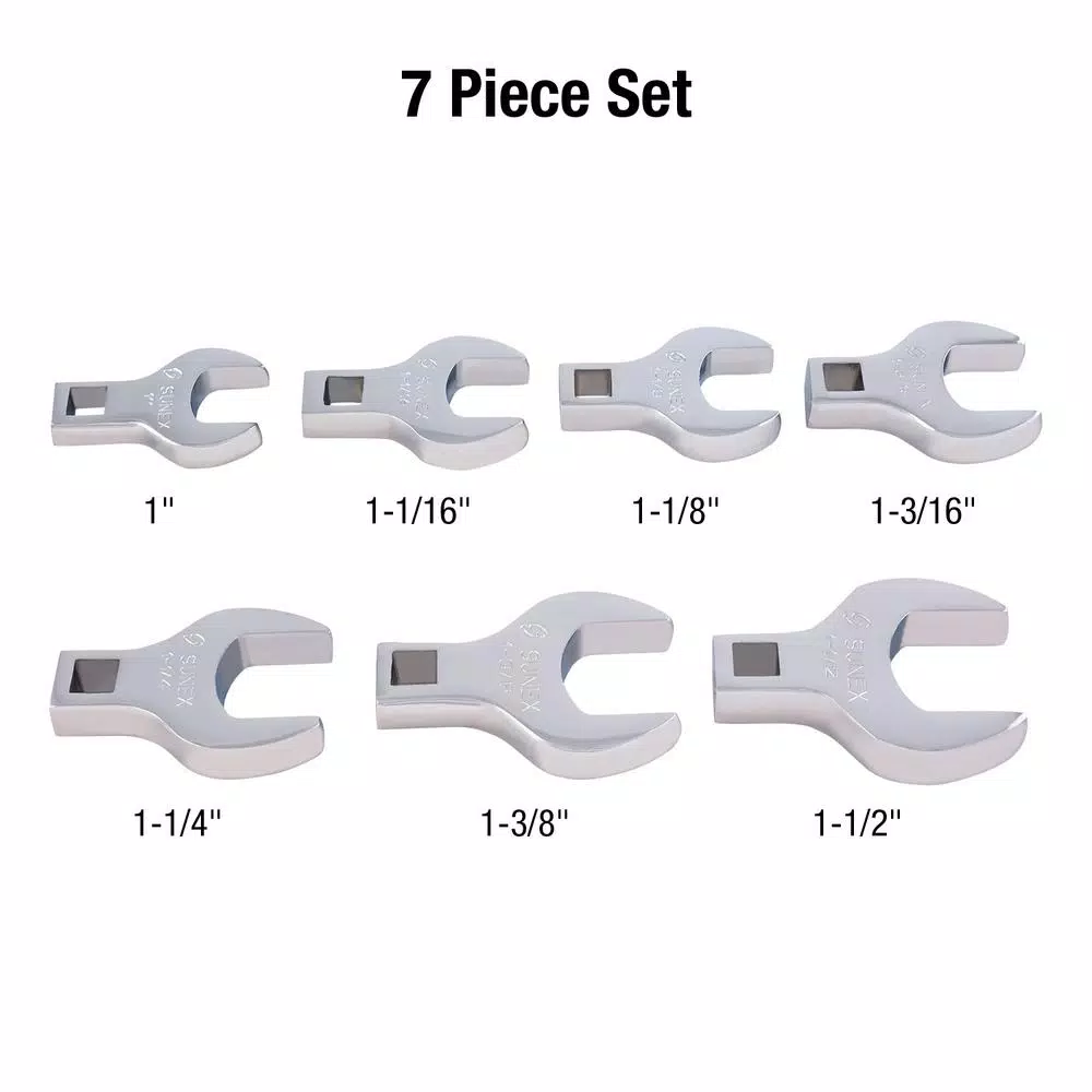 SUNEX TOOLS SUNEXPRESS 7-Piece Crowfoot Wrench Set, SAE, Alloy Steel