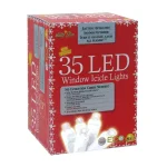 Brite Star 35-Light Battery Operated White LED Icicle String Lights with White Wire thumbnail 2