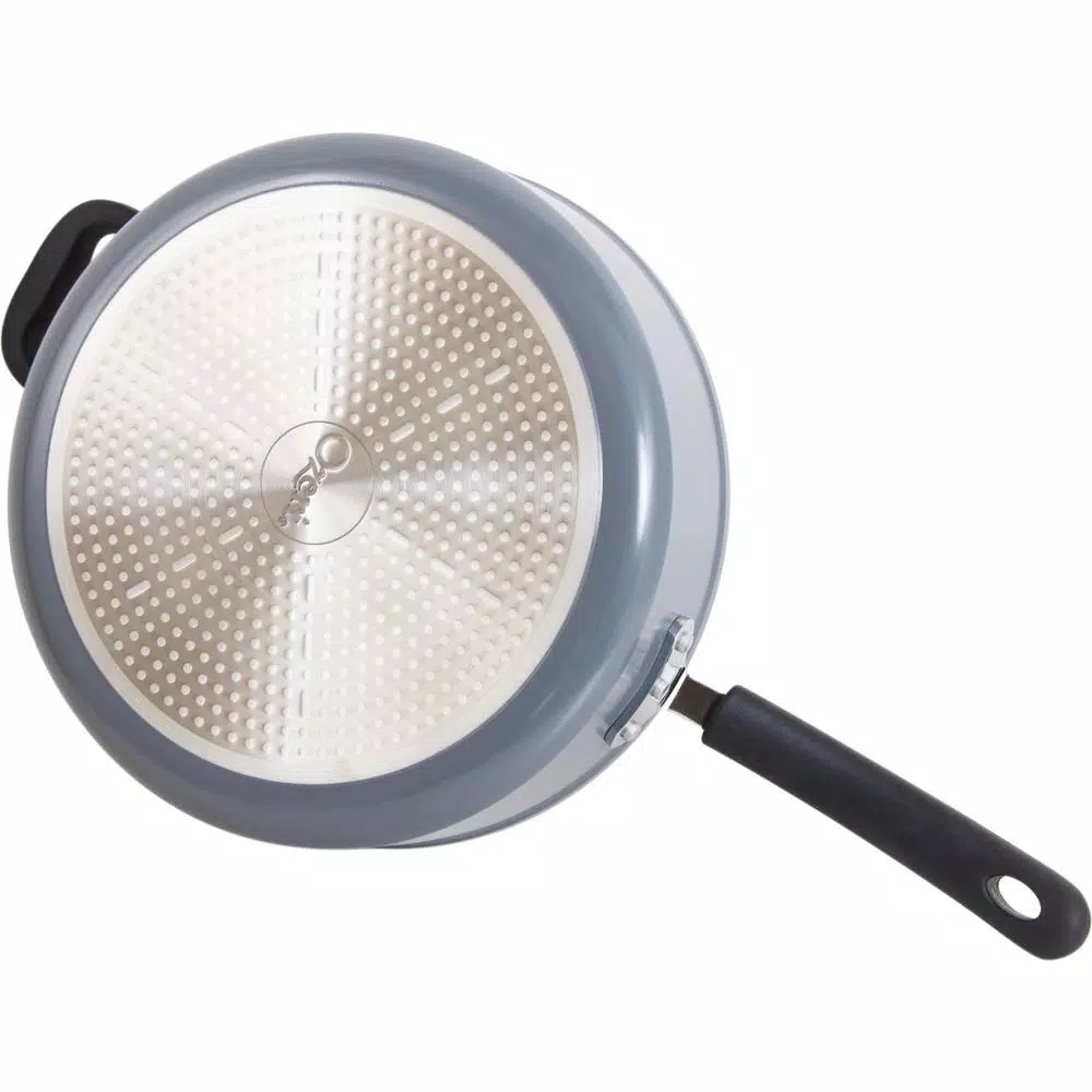 Ozeri Stone Earth 5.3 qt. Aluminum Ceramic Nonstick Sauce Pan with Glass Lid, Granite Gray