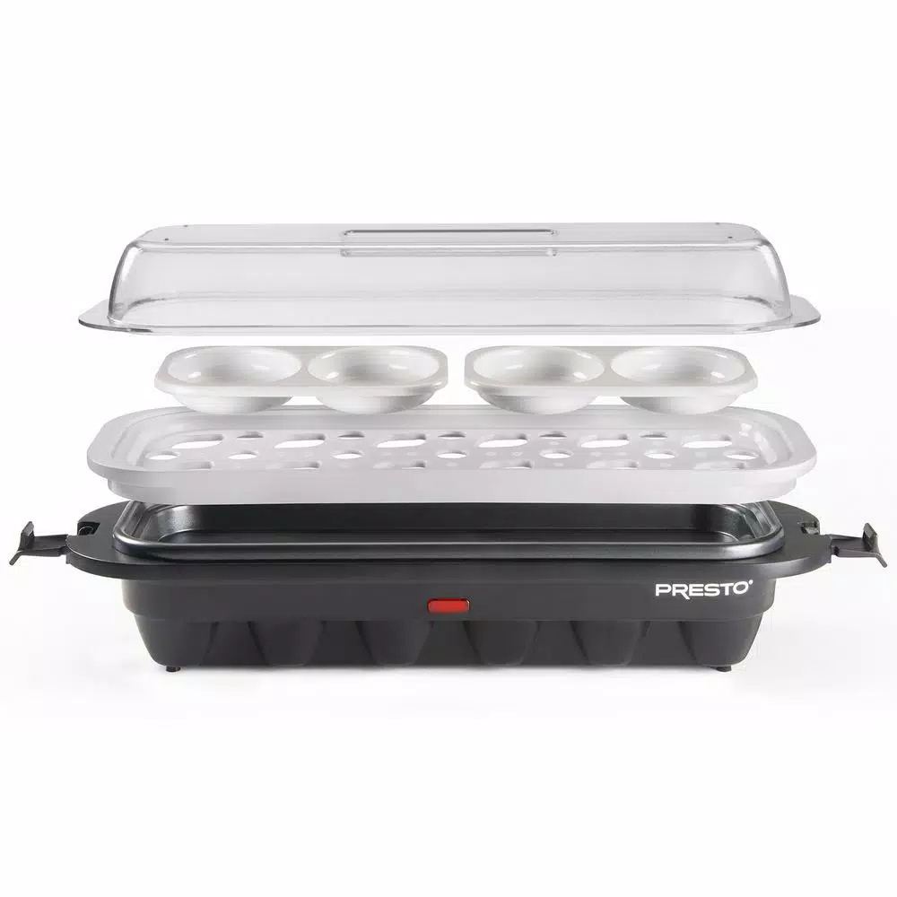 Presto 12-Egg Easy Store Electric Egg Cooker with Poaching Tray, Black