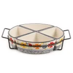 Gibson Elite Luxembourg 5-Piece Divided Serving Dish Set with Metal Rack thumbnail 1
