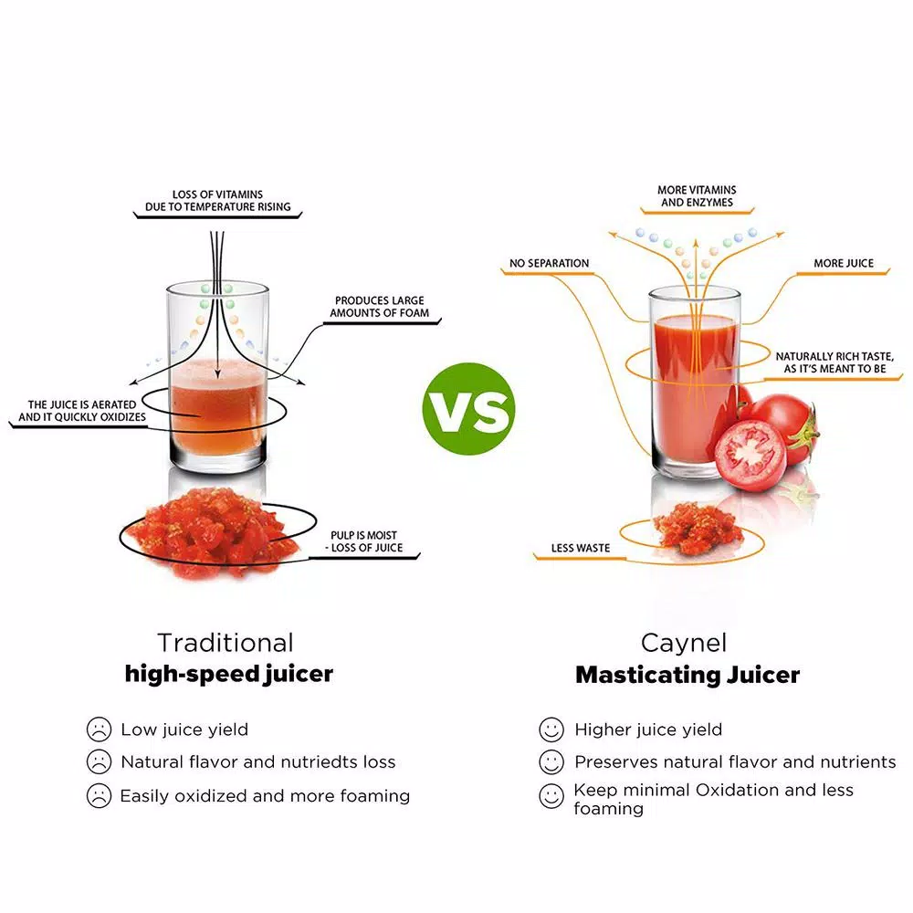 Boyel Living Slow Masticating Cold Press Juicer Machine, 150W High Efficiency Juicer Extractor with 3-in Wide Chute, Red