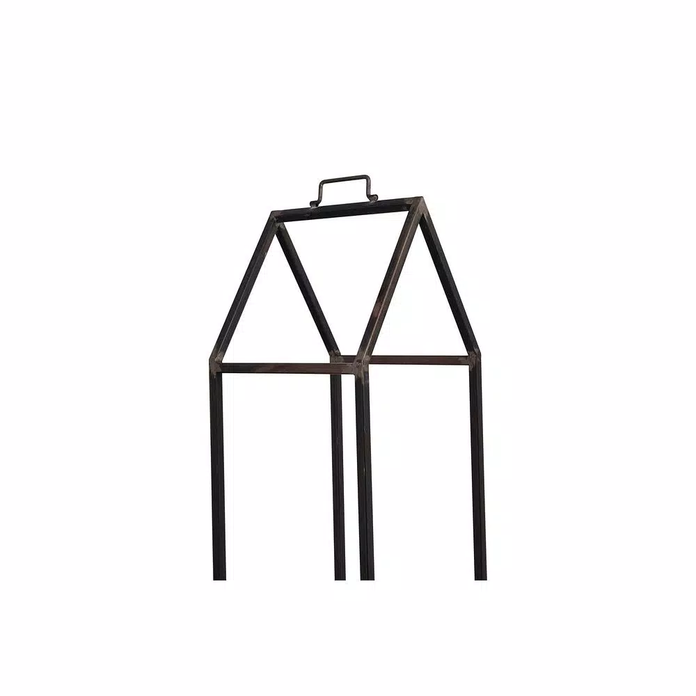 3R Studios House Shaped Metal Log Holder - Black Distressed Iron Firewood Storage