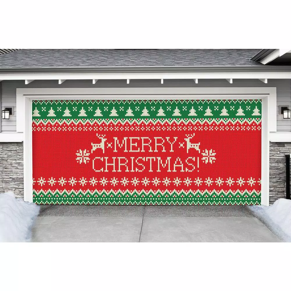 My Door Decor Ugly Christmas Sweater Garage Door Banner Mural, 7 ft. x 16 ft.