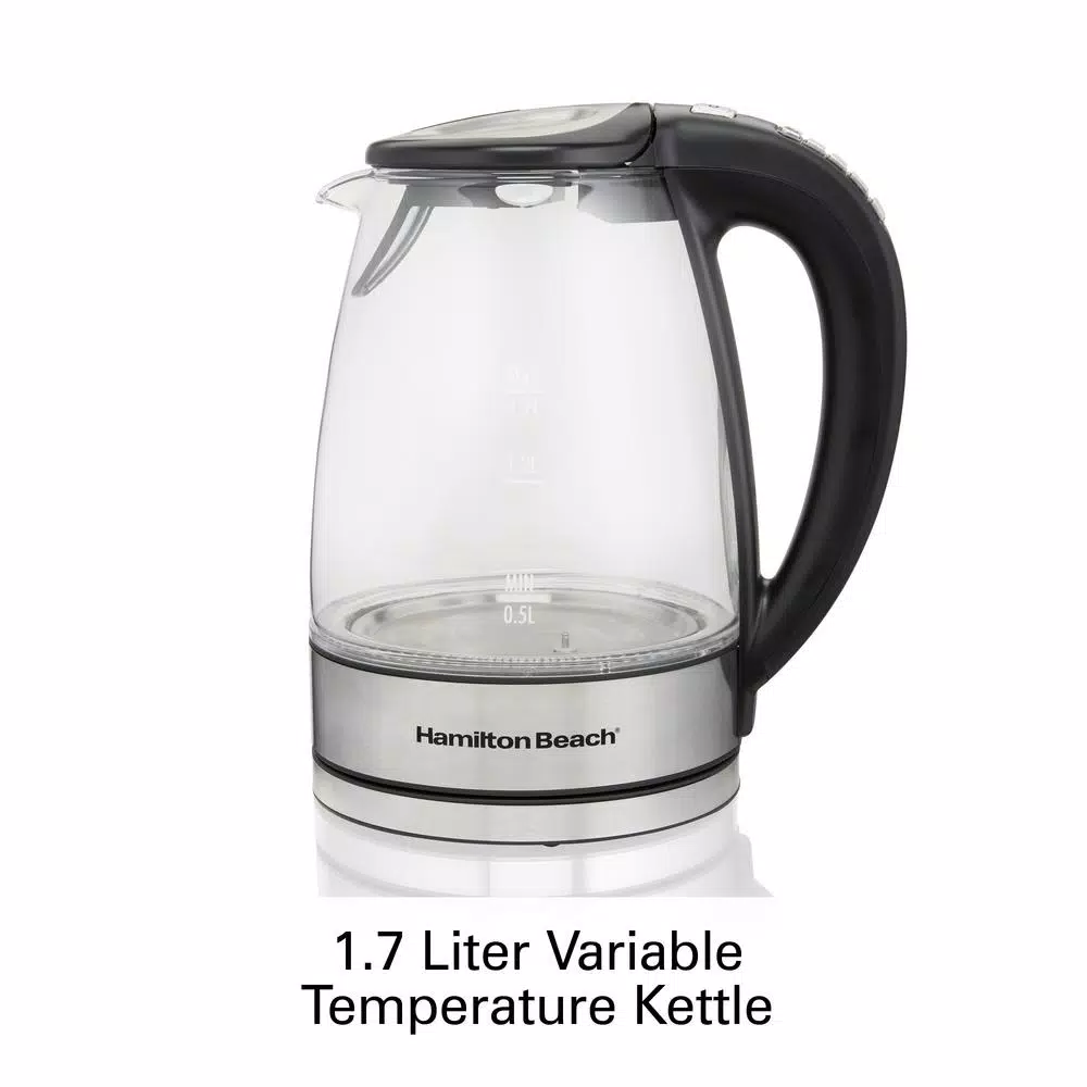 Hamilton Beach 1.7L Stainless Steel Variable Temperature Electric Kettle, 6 Settings