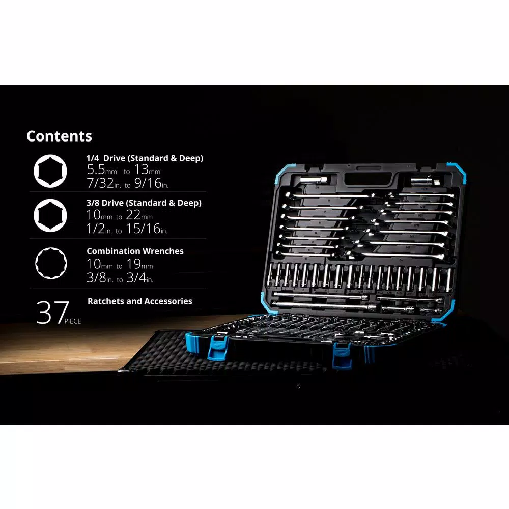 Capri Tools Master Mechanics 128-Piece Professional Hand Tool Set with Impact-Resistant Case