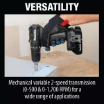 Makita 18V LXT Sub-Compact Brushless 1/2 in. Hammer Driver-Drill Kit with 2x 2.0Ah Batteries and Charger thumbnail 11