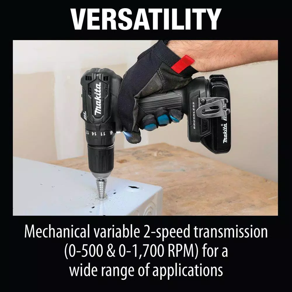 Makita 18V LXT Sub-Compact Brushless 1/2 in. Hammer Driver-Drill Kit with 2x 2.0Ah Batteries and Charger