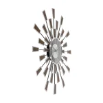 LITTON LANE 22 in. Modern Sunburst Round Wall Clock with Black Iron Rays and Brown Tips thumbnail 2
