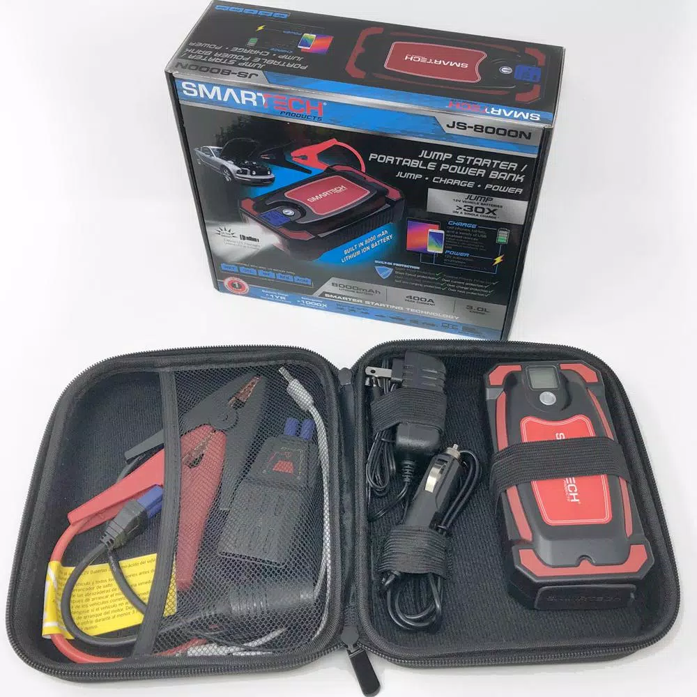 Smartech Products JS-8000N 8000 mAh Lithium Vehicle Jump Starter and Portable Power Bank