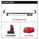 Milwaukee M12 12V Cordless LED Underhood Light Kit with 4.0Ah Battery and Charger thumbnail 2