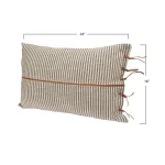3R Studios Black & Beige Striped Cotton Ticking Lumbar Throw Pillow with Leather Trim, 24 x 16 in. thumbnail 5