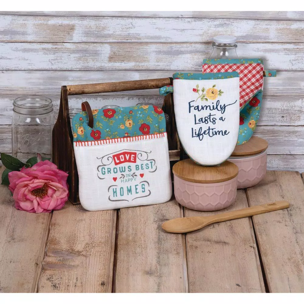 Kay Dee Lisa Audit Country Cotton Fresh Kitchen Textile Set of 4 - Floral Watercolor Design