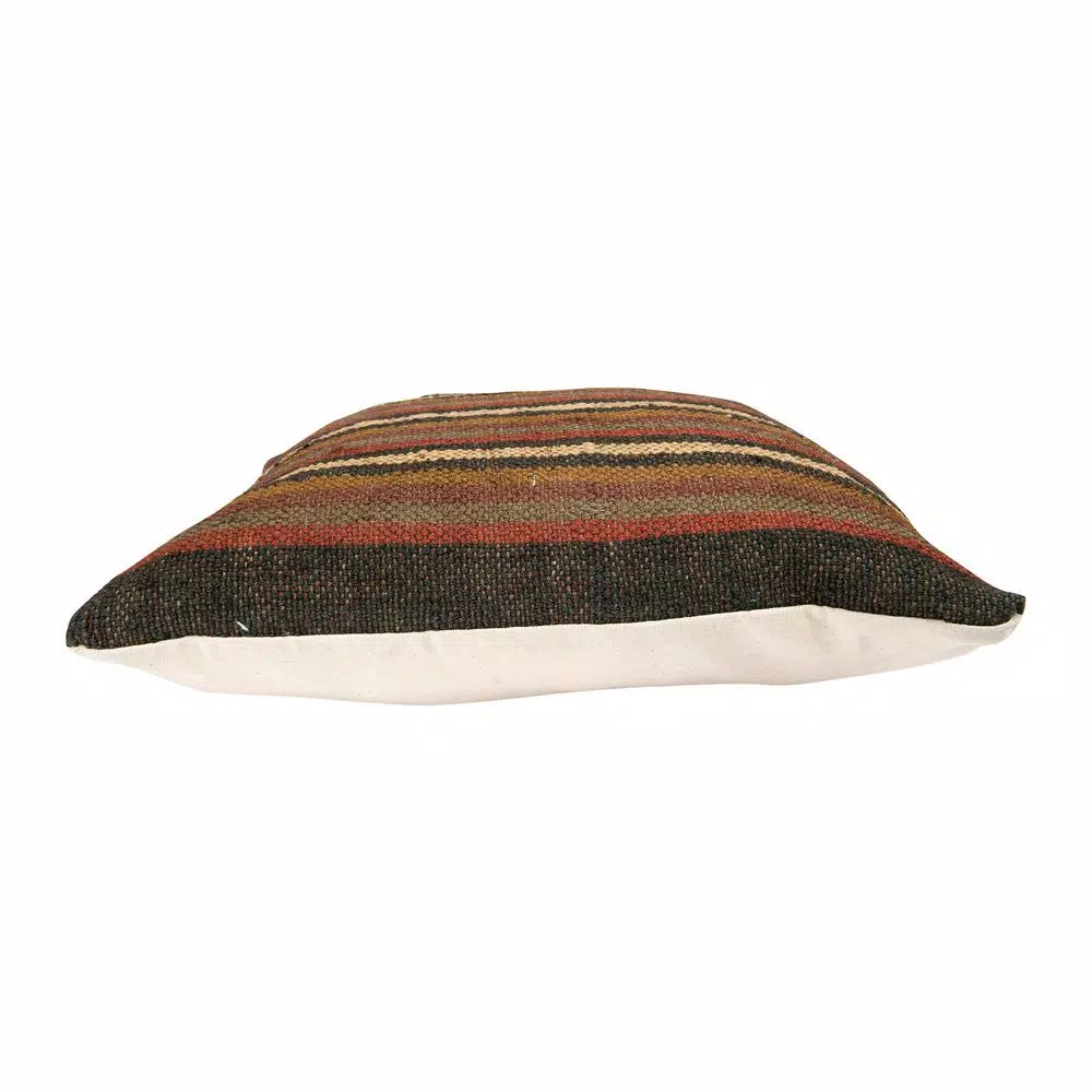 3R Studios Multicolor Striped Kilim Jute and Wool Blend 18 in. x 18 in. Throw Pillow