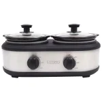 Nesco 2.5 Qt. Stainless Steel Dual Serving Station Slow Cooker with 2 Removable Ceramic Pots thumbnail 1
