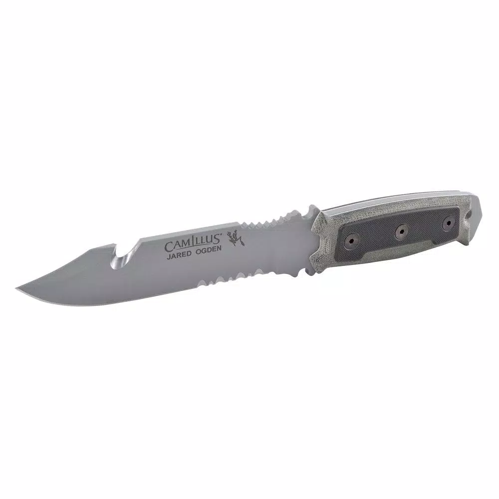Camillus SKOL 5 in. 1095 High Carbon Steel Fixed Blade Knife with Gut Hook and Micarta Handle