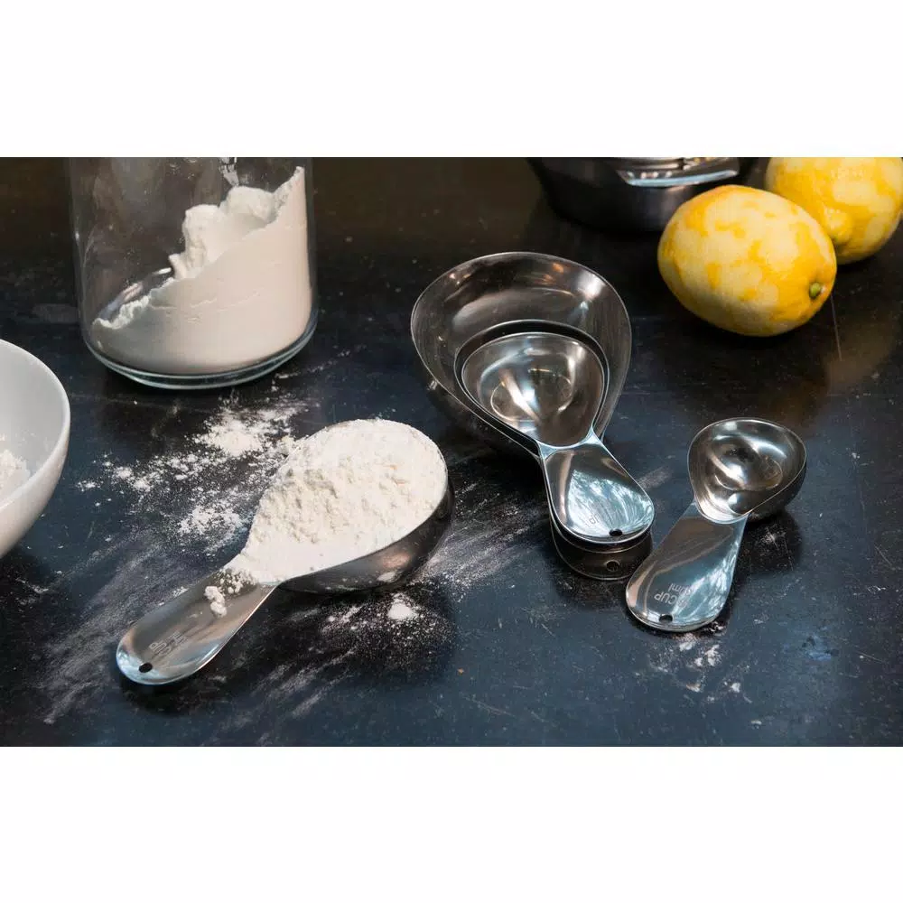 RSVP International Endurance 5-Piece Stainless Steel Measuring Cup Set, Heavy-Duty Teardrop Design