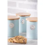 Typhoon Living 3-Piece Blue Carbon Steel Coffee, Tea & Sugar Canister Set with Sustainable Bamboo Lids thumbnail 2