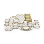 Noritake Charlotta Gold White Porcelain 60 Piece Dinnerware Set, Service for 12 thumbnail 1