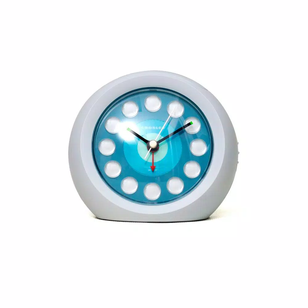 Crosley Vintage Modern Ball Analog Alarm Clock with Night Light and USB Charging Port - White