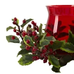 Nearly Natural 6.5 in. Holly Berry Candelabrum - Red and Green Holiday Tabletop Decor thumbnail 2